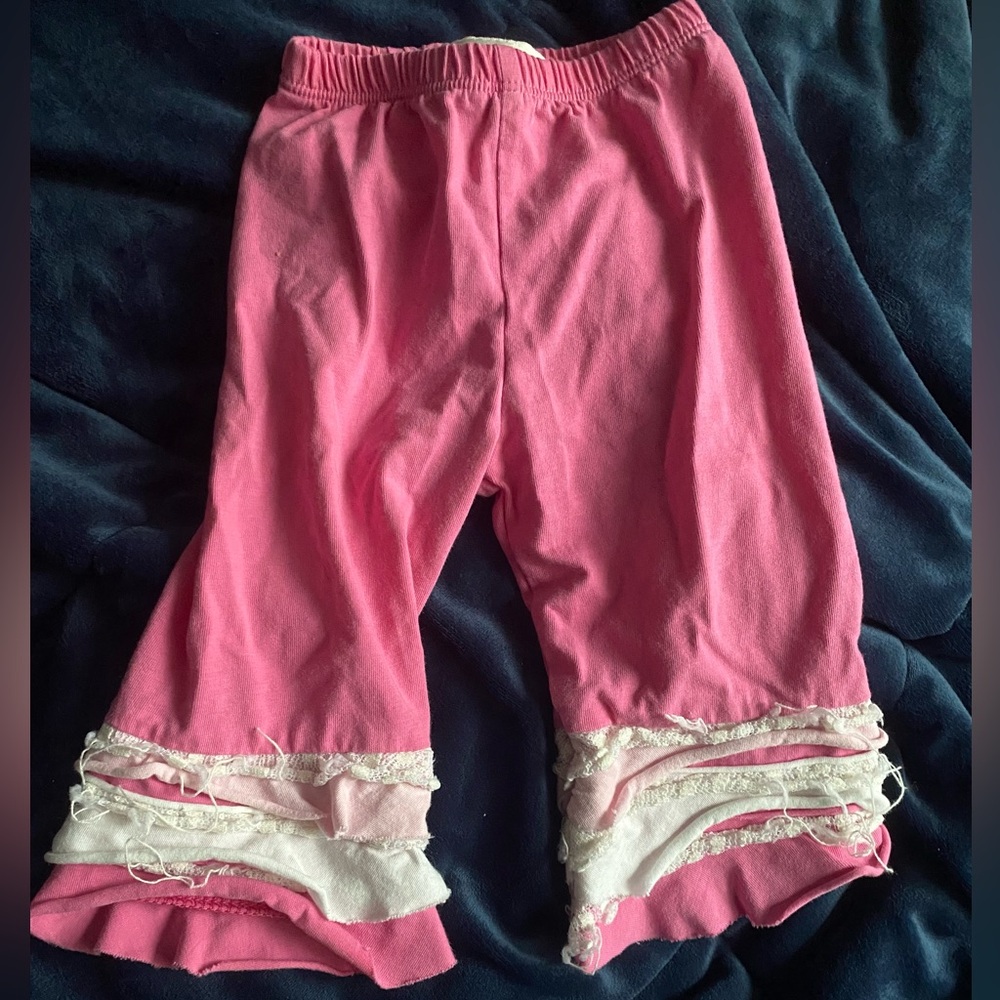 Isobella Chloe Pants Pink Bell Bottom Layered Lace White Sz 6mo Bottoms Boho